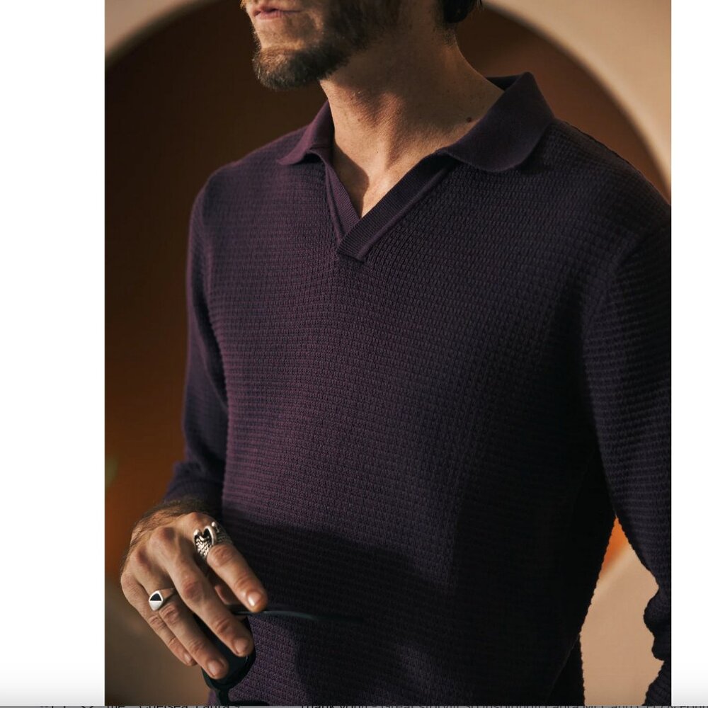 NEW Sweater Knit Polo (The Sebastian Long Sleeve Polo - Amethyst) - Picture 2 of 8